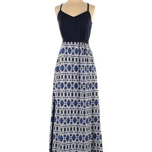 J Crew pattern maxi dress navy blue